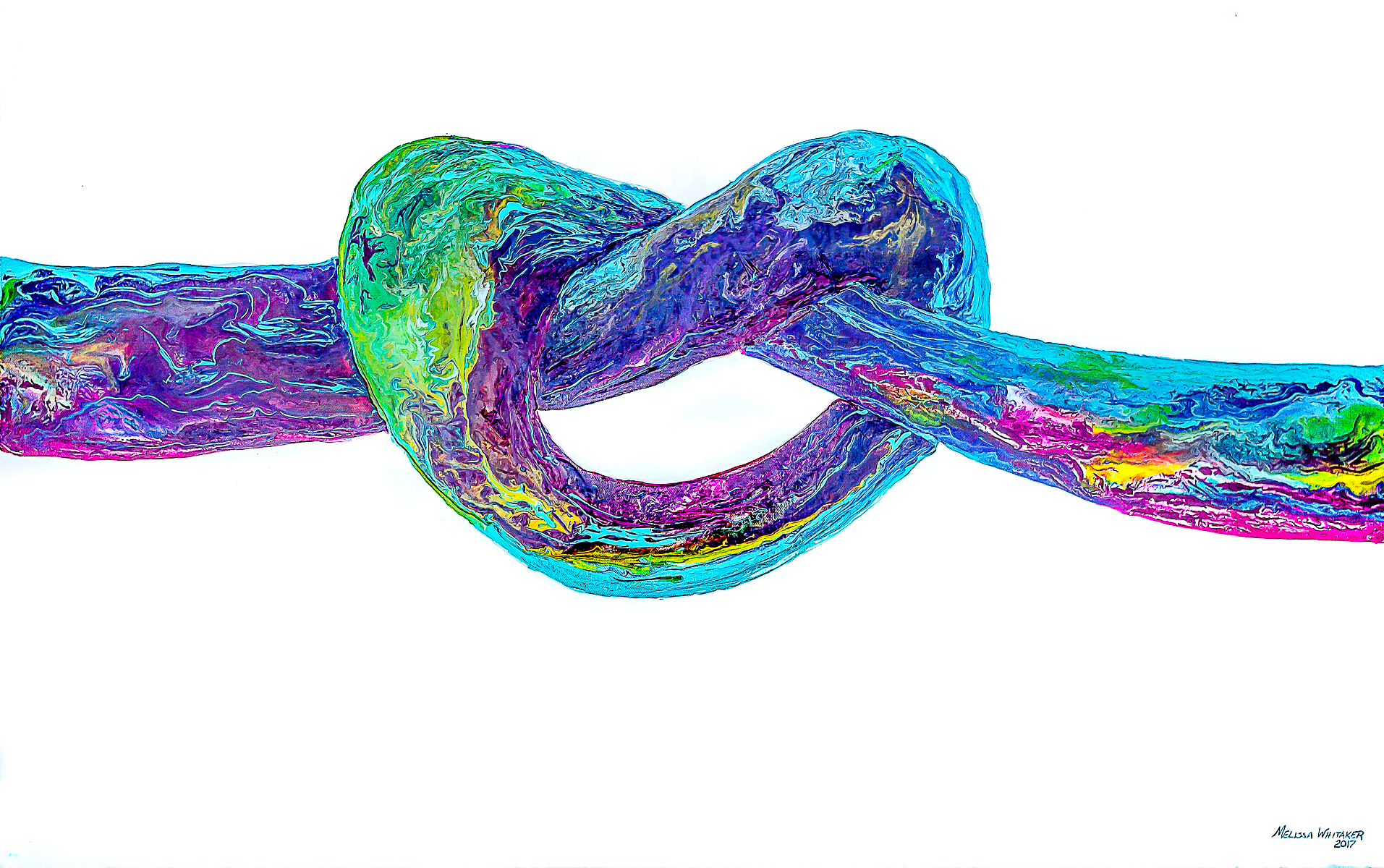 Multi-colored abstract painting of colors swirled together .