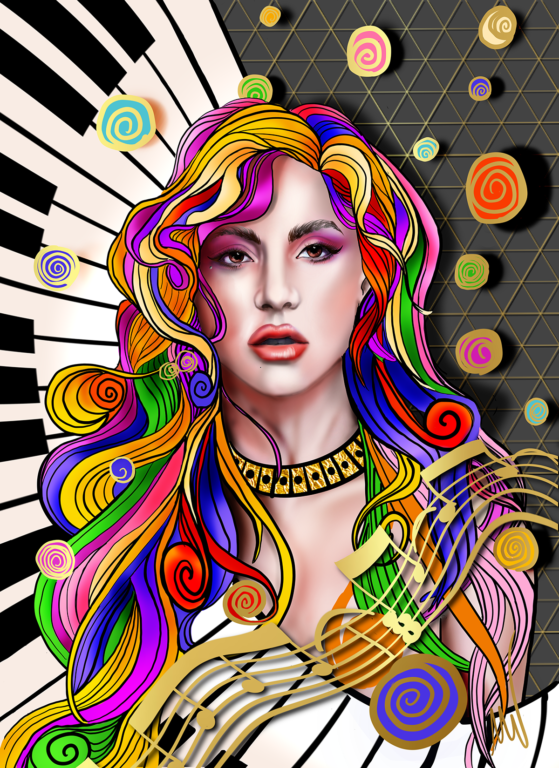 Lady Gaga with Gustav Klimt influence