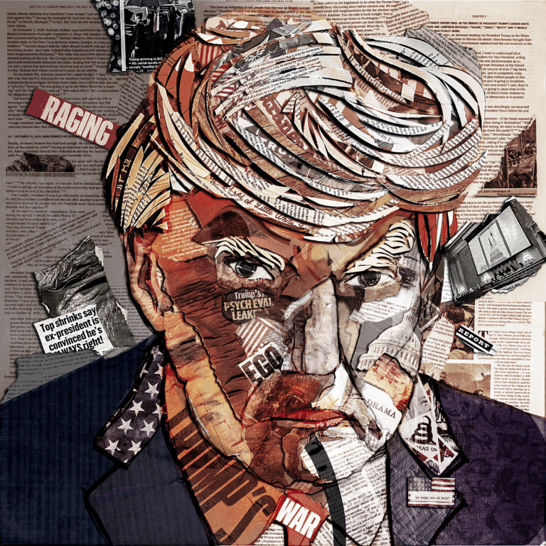 Collage of Donald J Trump